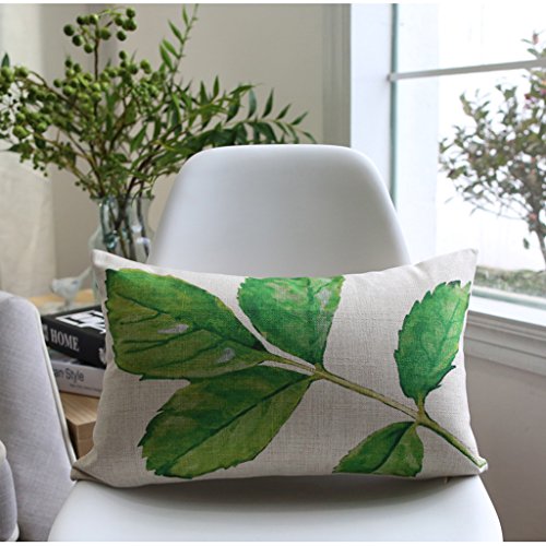 MEILING Piante Fiori freschi d'inchiostro Foglie Cuscini del Divano Cuscini di Cotone Semplice e Lino Cuscino Decorativo (Colore : Q4989-without Cor)