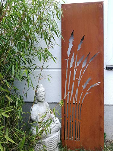 Zen Man 031912-5 - Paravento da giardino in metallo arrugginito, 1 mm, decorazione da giardino, in acciaio INOX, altezza 125 x 35 cm