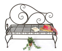 DanDiBo DY140488 - Panchina da giardino in metallo, resistente alle intemperie, 123 cm, panca a 2 posti, con schienale in metallo, colore: Marrone anticato