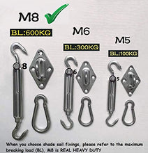 Hyber&Cara Hardware di Fissaggio per Tenda a Vela Parasole Rettangolare e Quadrato Montaggio su Pali, in Acciaio Inox 304, Elevata Resistenza M8 Contro Il Forte Vento