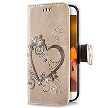 Saceebe Compatibile con Huawei Y9 2018 Custodia pelle Cover a libro Portafoglio Flip Case [Custodia in pelle goffrata Love con cordino] Farfalla diamante 360 Grado Anteriore e posteriore Cover,oro