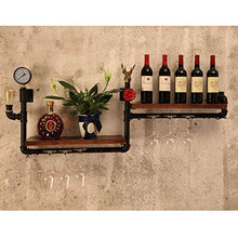Geyao Mobili portabottiglie Retro Industriale Wind Bar Vino Rack Parete Hanging Sala da Pranzo Soggiorno Bar in Ferro battuto in Legno massello Europeo Americano Rack