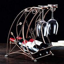 Portabottiglie in ferro per bottiglia singola, portabottiglie decorativo da terra, portabicchieri calice, decorazione di mobili/A / 24.8×28×39cm