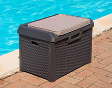 Cassapanca da giardino con 125 l, contenitore richiudibile per terrazza con cuscino, in plastica, 73 x 50,5 x 49,5 cm