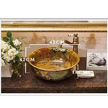 lilili Lavabo da Appoggio Lavandino da Bagno Ovale Lavabo da Appoggio in Ceramica Europea Adatto A, Hotel, Bagno, Famiglia, Hotel,Wash Basin Lavabo 42x42x18cm (Color : No Accessories)