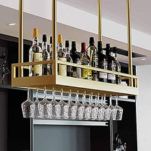 LJXX Portabottiglie Moderno da Bar, Portabottiglie da Vino Sospeso, Portabicchieri da Vino a Soffitto, Vetrina in Vetro in Ferro Battuto, Che può Ospitare più Bottiglie di Vino E Bicchieri da Vino