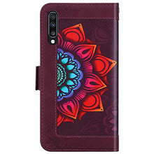 ikasus Cover Compatibile con Samsung Galaxy A70 Custodia Motivo Floreale Custodia a Portafoglio in Pelle PU con Cavalletto e Custodia a Libro,Rosso