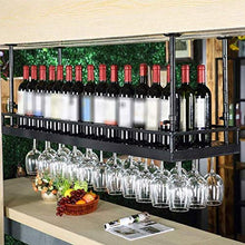 ZLJ Portabottiglie da Vino in Metallo a Parete a soffitto Appeso a portabicchieri da Vino Decorazione mensola Bar ristoranti Cucina (Dimensioni: 120 * 35 cm)