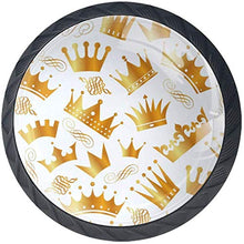 Golden Queen Princess Crowns Pattern Pomelli per Porta Set di 4 Pomelli per Mobili Manopole per Cassetti Cucina Armadio Vetro