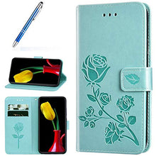 Robinsoni Cover Compatibile con Samsung Galaxy J6 2018 Case Scintillare Glitters Lucido Portafoglio Libro Custodia Retro 3D Rosa Stampato Pelle PU Libretto Cover Foglio Flip Magnetica Caso, Verde