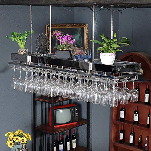 KELITINAus Wine Rack, Europeo Del Metallo Del Ferro Del Soffitto Di Stile Glass Bar Wine Rack Attaccatura Del Supporto Di Bottiglia Del Vino Di Stile Europeo 2-Tier per Bar Kitchen Club in Acciaio In