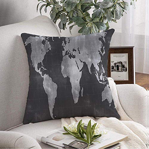 Kris.D Copertura Decorativa del Cuscino di tiro Grunge Disegno Storico Mondiale mappe Vernice disegnare Stati Uniti d'America sulla Lavagna Vuota Texture antiche CG educazione18x18 Pollici