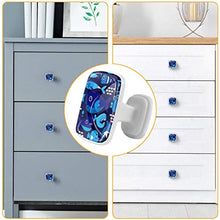 Set di 4 maniglie rotonde per armadio da cucina, credenza, cassettiera, cassettiera, con viti, per cucina, comò, armadietto, bagno, armadio con motivo a squali marini, blu