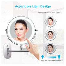 Specchio, Specchio per Il Trucco a Parete con luci, Specchio cosmetico con ingrandimento 10x, Specchio cosmetico con dimmer a LED, Specchio da Barba Girevole a 360 Gradi per Uomo Senza Nebbia, Carica