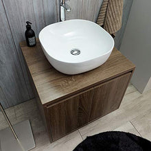 Kiamami Valentina MOBILE BAGNO NOCE SCURO 60CM LAVABO D'ARREDO E SPECCHIO A FILO | SIENA
