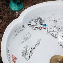 Jgophu - Lavabo in porcellana cinese con motivo Monti Neve, colore: Bianco