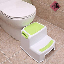 KAIXIN Sgabello a 2 gradini per Bambini - Sgabello per Bambini con Impugnatura Morbida Antiscivolo per Sicurezza Come WC da Bagno Sgabello per vasino e Sgabello per Cucina Verde