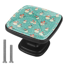 Snowman on blue background with snow and snow Pomelli per Porta Set di 4 Pomelli per Mobili Manopole per Cassetti Cucina Armadio Vetro