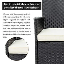 Moimhear Set di mobili da pranzo in rattan, set da giardino, tavolo da pranzo, tavolo da pranzo, tavolo da pranzo, tavolo per 6 persone, mobili da giardino con cuscini e federe (nero)