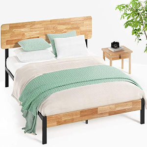 ZINUS Telaio da letto Olivia 36 cm in metallo e legno | Supporto per doghe in legno | Facile da montare | 140 x 190 cm | Naturale