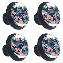 Set di 4 maniglie rotonde per armadio da cucina, credenza, cassettiera, cassettiera, con viti, per cucina, comò, armadietto, bagno, armadio, fiori tropicali verdi floreali