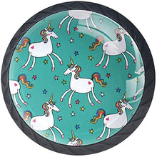 Shy Unicorns Pattern Stars Blue Pomelli per Porta Set di 4 Pomelli per Mobili Manopole per Cassetti Cucina Armadio Vetro