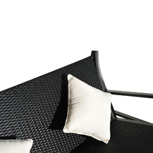 Outsunny Dondolo Polyrattan da Giardino a 3 posti, 2 Cuscini e Baldacchino Ferro Verniciato a Polvere Tetto Idrorepellente Cuscini Sfoderabili Nero 198x124x179cm 360kg