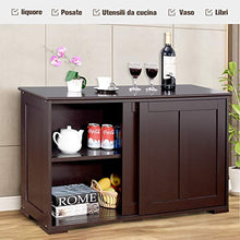DREAMADE Armadietto da Cucina Mobile Multiuso per Sala da Pranzo con Ante Scorrevoli, in MDF Resistente (Marrone)