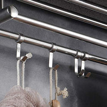 OLDJTK Porta Asciugamani con Doppio portasciugamani for Bagno (Acciaio Inossidabile 40 cm Montato a Parete) Organizer for mensola Doccia, Finitura Lucida