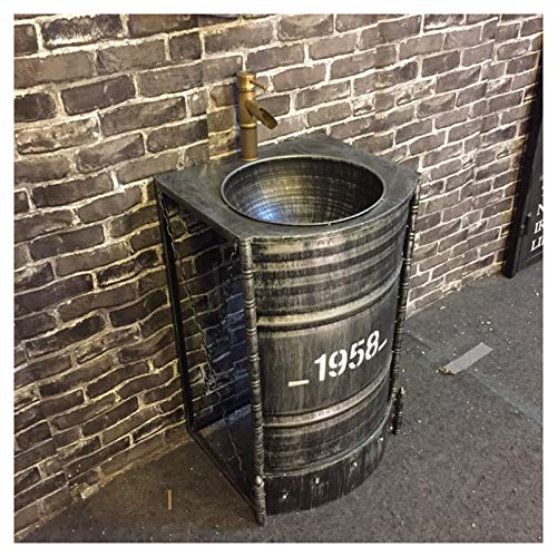 YRRA da Pavimento Bagno Mobiletto Bagno Sottolavabo, Stile Industriale Ferro battuto Mobile Bagno con Lavabo con Rubinetto e Scarico 20,8 x 17,7 x 32,2 Pollici,Argento,Without Mirror