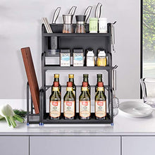 LYM &ripiano di stoccaggio Scaffale da Cucina Scaffale di stoccaggio condimento Multifunzione in Acciaio Inossidabile Scaffale di stoccaggio Cucina - Nero 3 Strati Scaffale di Finitura