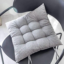 MFLASMF Cuscino per Sedia Cuscino per Sedia in Cotone e Lino Cuscino per Sedia a Righe in Tartan Griglia a Quadretti Cuscino per Sedia a Quadretti con Lacci per Sedia da pranzo-grigio-40x40cm