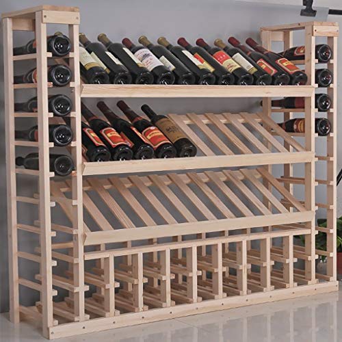 FPigSHS Porta Bottiglie da Vino Portabottiglie da Terra, Armadietto del Vino in Legno massello Multifunzionale, Espositore per Vino per la casa/Soggiorno/Wine Bar/Hotel, L118 * W30 * H108CM