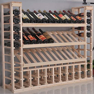 FPigSHS Porta Bottiglie da Vino Portabottiglie da Terra, Armadietto del Vino in Legno massello Multifunzionale, Espositore per Vino per la casa/Soggiorno/Wine Bar/Hotel, L118 * W30 * H108CM