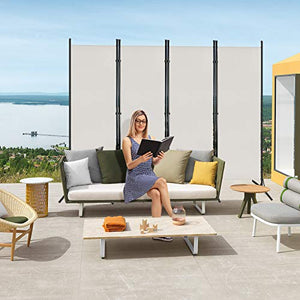 SAILUN - Parete divisorio pieghevole divisorio divisorio per pareti divisorie mobili da esterno per patio privacy, 4 pannelli, beige, 200 x 170 cm, con ferro da stiro, poliestere