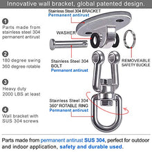 1100KG Capacità Acciaio inossidabile 360° Ruote gancio appendiabiti, gancio soffitto, gancio altalena con bullone per calcestruzzo Set di legno Parco giochi per bambini Outdoor Seat Trapeze Yoga, GYM
