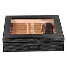 ZYING Classic Cigar Box con Digital igrometro e umidificatore di Vetro Top Cigar Cabinet Contiene 25 Sigarette Humidor