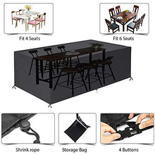 Fodere per mobili da esterno 185x120x70cm, fodere per mobili da riporre, fodere per mobili da giardino, in tessuto Oxford resistente 420D, antipioggia per pioggia e neve, per tavolo e sedie da gi
