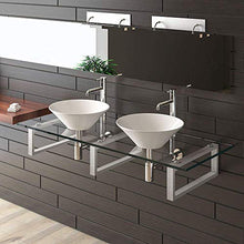 Lavandino in ceramica e vetro trasparente, Alpenberger, serie 100, in vetro, vetro trasparente, lavabo, per il vostro esclusivo bagno, doppio lavabo, lavabo, in ceramica