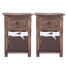 YINUODAY Comodino Rustico Comodini Tavoli Set di 2 Camere da Letto in Stile Rustico con Cassetto E Cestino Tavolino da Caffè Mid-Century da Salotto