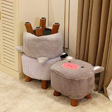 Sgabello Resistente per Soggiorno Carino decorazione della casa sgabelli in legno con tessuti peluche copertina in legno sgabelli bassi poggiapiedi sedia rotonda sgabello carino maiale forma di carton
