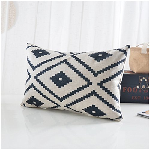 MEILING Nordic Cotone Lino Bianco e Nero Geometriche casa Cuscini Home Furnishings Display Support Cuscini Cuscino Lombare (Colore : with A Core)