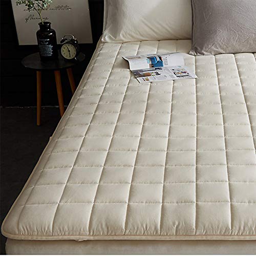 WZQ - Tappetino in cotone Tatami per dormire, pieghevole, per camera da letto, Futon, portatile, colore: rosa/grigio/beige/bianco, beige, 120 x 200 cm