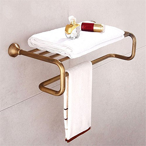 MBYW Portasciugamani Moderno Minimalista Portasciugamani Elegante per Il Bagno di Moda Portasciugamani da Parete in Metallo con Doppio Porta Asciugamani da Bagno in Ottone da 60 cm
