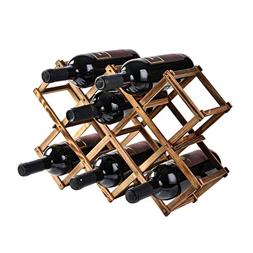 WH-IOE Supporto per bottiglie di vino, forchetta da bottiglia di vino in legno pieghevole, bottiglia di vino naturale decorazione 10 in legno solido regali per Natale