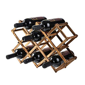 WH-IOE Supporto per bottiglie di vino, forchetta da bottiglia di vino in legno pieghevole, bottiglia di vino naturale decorazione 10 in legno solido regali per Natale