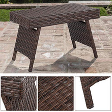 COSTWAY Tavolo in Rattan da Giardino Pieghevole e con Struttura in Ferro