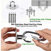Amaca Ganci Appesi Kit Oscillazione Piastra Appendini Heavy Duty in Acciaio Inox Eye con Snap Moschettone Viti per Swing Argento