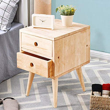 Comodino HAIZHEN Tavolino Moderno, 2 cassetti in Legno massello 100%, Colore Legno, 32 × 40 × 48 cm