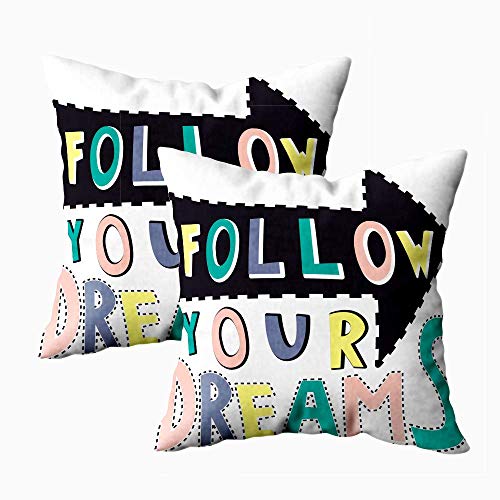 Kris.D Fodere per Cuscini Natalizi, Fodere per Cuscini Decorativi per Bambini Segui i Tuoi Sogni Fodere per Cuscini da tiro 18X18 Pollici 2Pz